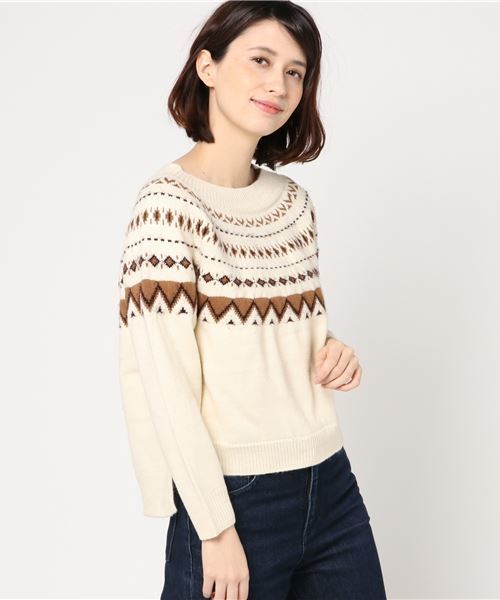 earth music&ecology（アースミュージックアンドエコロジー）の「・ノルディック柄ニットプルオーバー（ニット/セーター・レディース・ライトグレー/ブラック/アイボリー・FREE）」の9枚目の写真