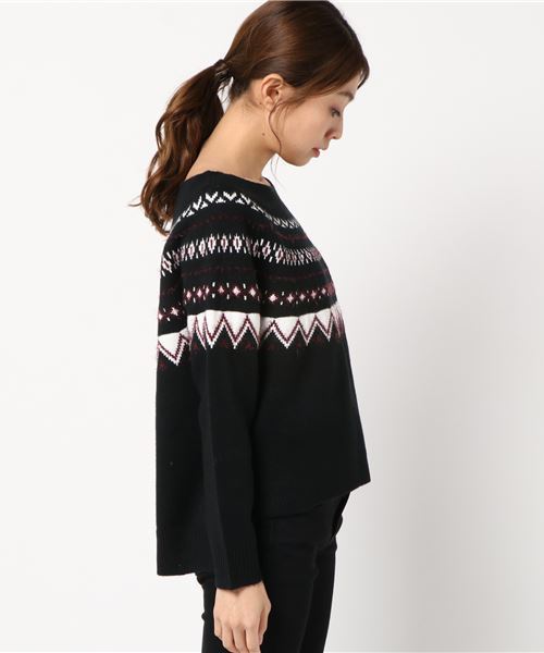 earth music&ecology（アースミュージックアンドエコロジー）の「・ノルディック柄ニットプルオーバー（ニット/セーター・レディース・ライトグレー/ブラック/アイボリー・FREE）」の8枚目の写真