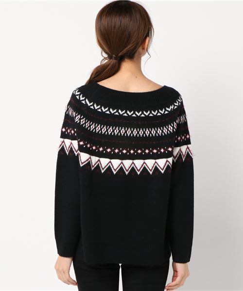 earth music&ecology（アースミュージックアンドエコロジー）の「・ノルディック柄ニットプルオーバー（ニット/セーター・レディース・ライトグレー/ブラック/アイボリー・FREE）」の4枚目の写真