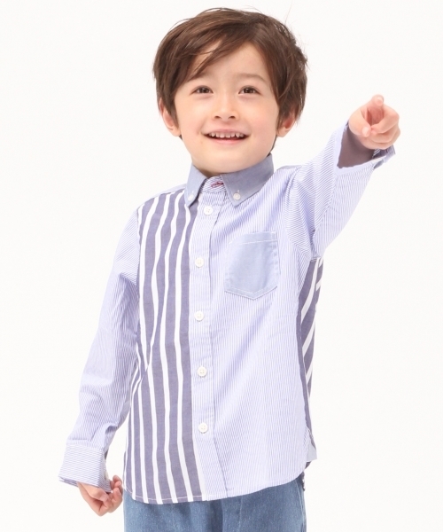 GLOBAL WORK（グローバルワーク）の「【キッズ】ムジガラアソートシャツ長袖/776086（シャツ/ブラウス・キッズ・ネイビー/ブルー/ホワイト/ブラック・LARGE/SMALL/X-LARGE/XX-LARGE/MEDIUM）」の4枚目の写真