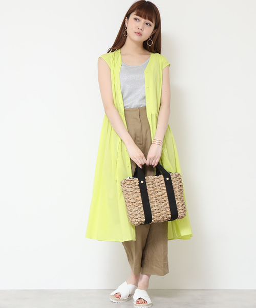 N.（N. Natural Beauty Basic）（エヌエヌナチュラルビューティーベーシック）の「【ar 5月号掲載】◆コットンローンミモレワンピース（ワンピース・レディース・ネイビー/イエロー/オレンジ/グリーン・MEDIUM）」の8枚目の写真