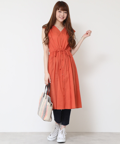 N.（N. Natural Beauty Basic）（エヌエヌナチュラルビューティーベーシック）の「【ar 5月号掲載】◆コットンローンミモレワンピース（ワンピース・レディース・ネイビー/イエロー/オレンジ/グリーン・MEDIUM）」の11枚目の写真