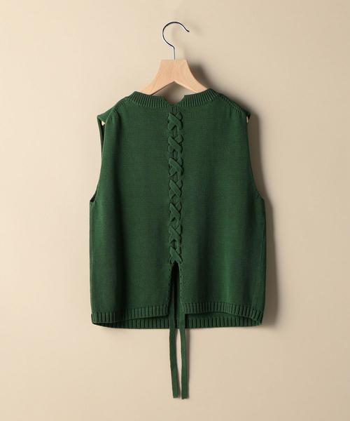 BEAUTY&YOUTH UNITED ARROWS（ビューティーアンドユースユナイテッドアローズ）の「BY∴ コットンレースアップノースリーブニット（ニット/セーター・レディース・ブラック/ナチュラル/ケリー・FREE）」の18枚目の写真