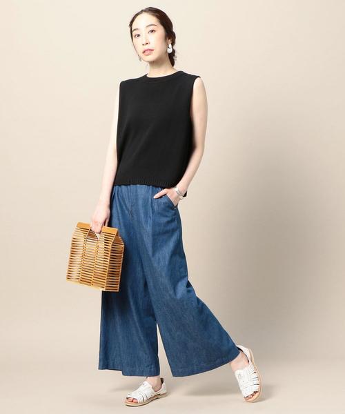 BEAUTY&YOUTH UNITED ARROWS（ビューティーアンドユースユナイテッドアローズ）の「BY∴ コットンレースアップノースリーブニット（ニット/セーター・レディース・ブラック/ナチュラル/ケリー・FREE）」の5枚目の写真