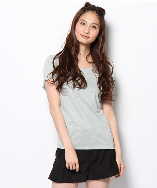 one after another NICE CLAUP（ワンアフターアナザーナイスクラップ）の「【ナイスクラップ】バタフライT（Tシャツ/カットソー・レディース・オフホワイト/ブルー/ピンク/ブラック/ベビーピンク/ミント・FREE）」の4枚目の写真