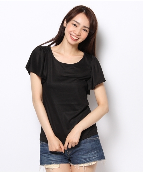 one after another NICE CLAUP（ワンアフターアナザーナイスクラップ）の「【ナイスクラップ】バタフライT（Tシャツ/カットソー・レディース・オフホワイト/ブルー/ピンク/ブラック/ベビーピンク/ミント・FREE）」の3枚目の写真