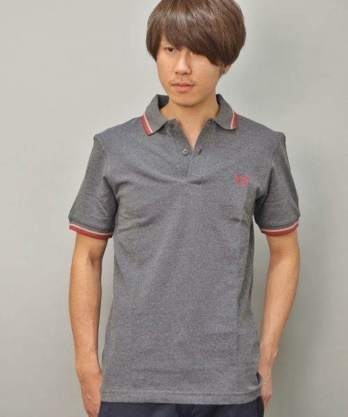 FRED PERRY（フレッドペリー）の「FRED PERRY イギリス製:゛M12N゛ ツインティップ ポロ（ポロシャツ・メンズ・ネイビー/ピンク/ブラック/チャコールグレー・MEDIUM/LARGE/SMALL）」の3枚目の写真