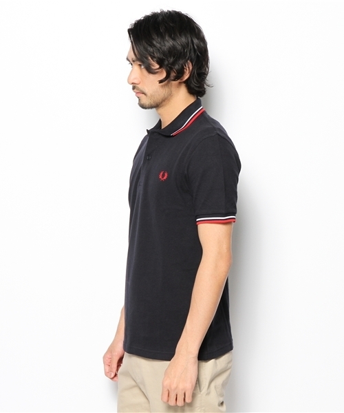 FRED PERRY（フレッドペリー）の「FRED PERRY イギリス製:゛M12N゛ ツインティップ ポロ（ポロシャツ・メンズ・ネイビー/ピンク/ブラック/チャコールグレー・MEDIUM/LARGE/SMALL）」の6枚目の写真