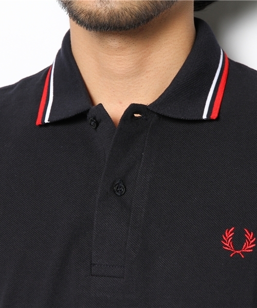 FRED PERRY（フレッドペリー）の「FRED PERRY イギリス製:゛M12N゛ ツインティップ ポロ（ポロシャツ・メンズ・ネイビー/ピンク/ブラック/チャコールグレー・MEDIUM/LARGE/SMALL）」の8枚目の写真