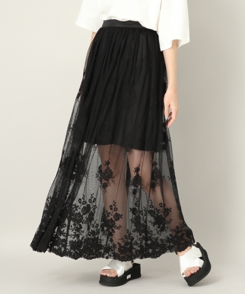 LOWRYS FARM(ローリーズファーム)の「2WAYレーススカート 807898(スカート・レディース・アイボリー/ブラック/カーキ・FREE)」の2枚目の写真