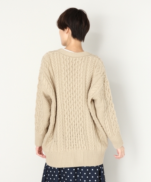 LOWRYS FARM(ローリーズファーム)の「ケーブルロングカーディガン 805089(カーディガン/ボレロ・レディース・オフホワイト/ブラウン/ベージュ・FREE)」の6枚目の写真