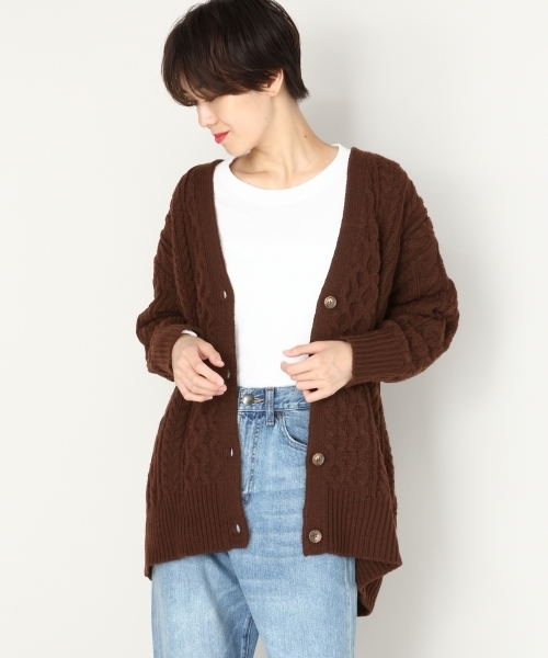 LOWRYS FARM(ローリーズファーム)の「ケーブルロングカーディガン 805089(カーディガン/ボレロ・レディース・オフホワイト/ブラウン/ベージュ・FREE)」の12枚目の写真