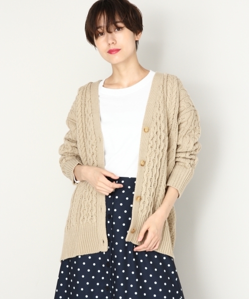 LOWRYS FARM(ローリーズファーム)の「ケーブルロングカーディガン 805089(カーディガン/ボレロ・レディース・オフホワイト/ブラウン/ベージュ・FREE)」の13枚目の写真
