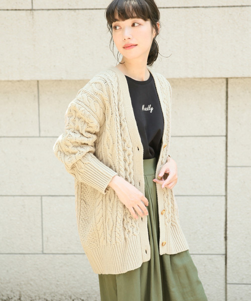 LOWRYS FARM(ローリーズファーム)の「ケーブルロングカーディガン 805089(カーディガン/ボレロ・レディース・オフホワイト/ブラウン/ベージュ・FREE)」の20枚目の写真