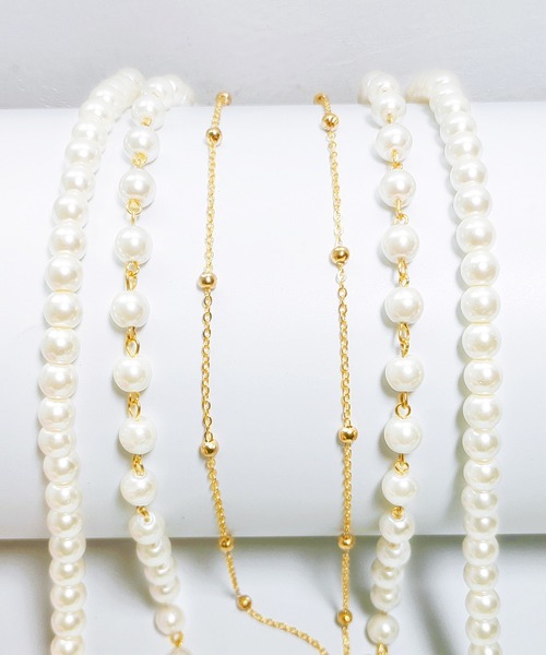 DRESS STAR（ドレス スター）の「チェーン×2連フェイクパールデザインネックレス（ネックレス・レディース・ホワイト/シルバー・フリー）」の12枚目の写真