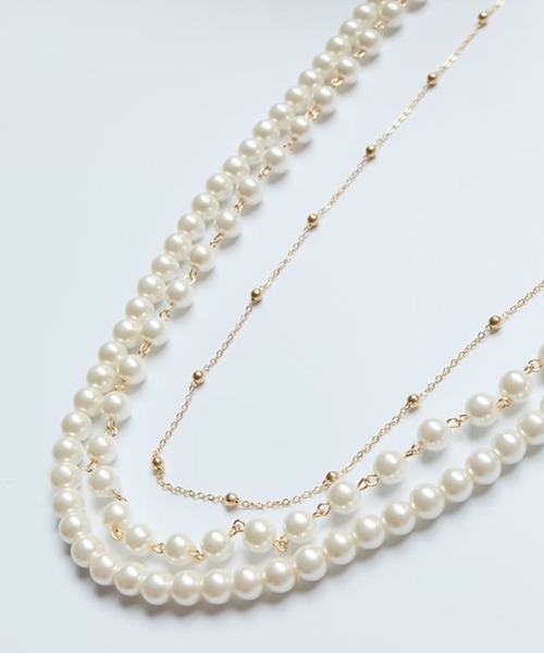 DRESS STAR（ドレス スター）の「チェーン×2連フェイクパールデザインネックレス（ネックレス・レディース・ホワイト/シルバー・フリー）」の16枚目の写真