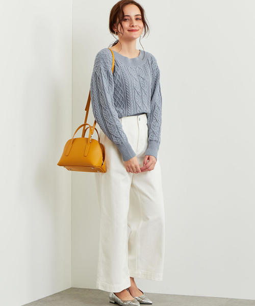 green label relaxing（グリーンレーベルリラクシング）の「[手洗い可能] SC C ケーブル ニット（ニット/セーター・レディース・ライトブルー/ベージュ/ナチュラル・FREE）」の7枚目の写真