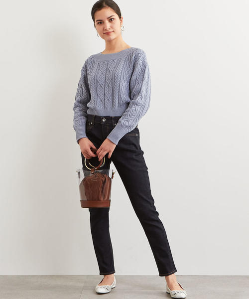 green label relaxing（グリーンレーベルリラクシング）の「[手洗い可能] SC C ケーブル ニット（ニット/セーター・レディース・ライトブルー/ベージュ/ナチュラル・FREE）」の11枚目の写真