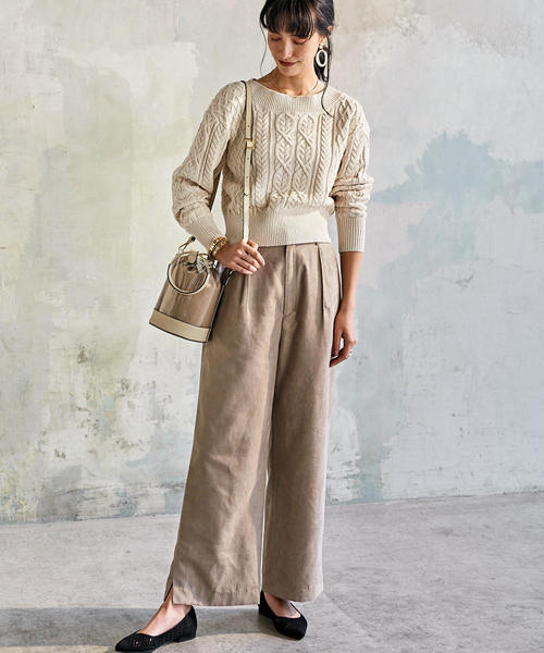 green label relaxing（グリーンレーベルリラクシング）の「[手洗い可能] SC C ケーブル ニット（ニット/セーター・レディース・ライトブルー/ベージュ/ナチュラル・FREE）」の13枚目の写真