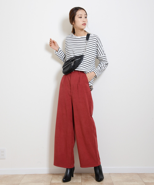 shopnikoniko(ショップニコニコ)の「サンディングスエードワイドパンツ(その他パンツ・レディース・ブラック/ベージュ/カーキ/ボルドー・フリー)」の19枚目の写真