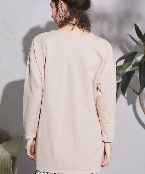 Chaco closet（チャコ クローゼット）の「裏毛コクーンビッグシルエットステッチポケット付きカットソー（Tシャツ/カットソー・レディース・ライトカーキ/ベージュ/ネイビー/杢グレー/オフホワイト/ブラック・FREE）」の18枚目の写真