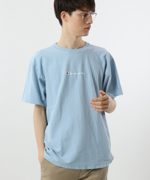 Champion(チャンピオン)の「【Champion/チャンピオン】メンズ リバースウィーブ Tシャツ(Tシャツ/カットソー・メンズ・サーモンピンク/ベージュ/サックスブルー/ライム・X-LARGE/MEDIUM/LARGE)」の3枚目の写真