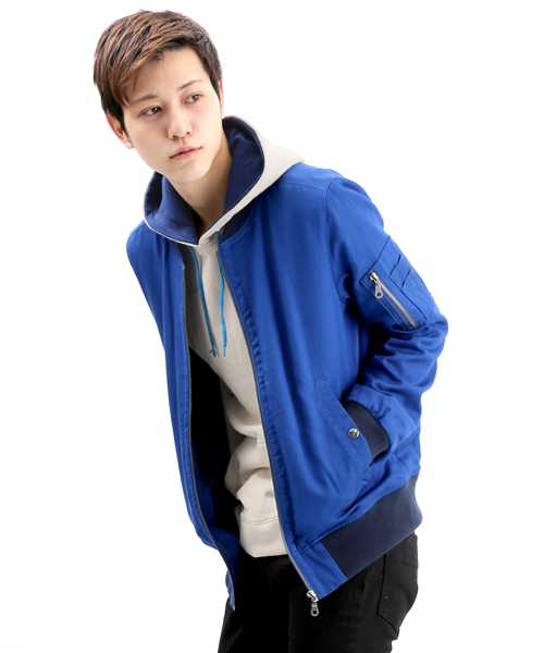 WEGO(ウィゴー)の「WEGO/コットンレーヨンMA-1(ミリタリージャケット・メンズ・ブラック/カーキ/ブルー・MEDIUM/LARGE)」の3枚目の写真