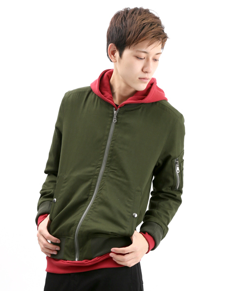 WEGO(ウィゴー)の「WEGO/コットンレーヨンMA-1(ミリタリージャケット・メンズ・ブラック/カーキ/ブルー・MEDIUM/LARGE)」の16枚目の写真