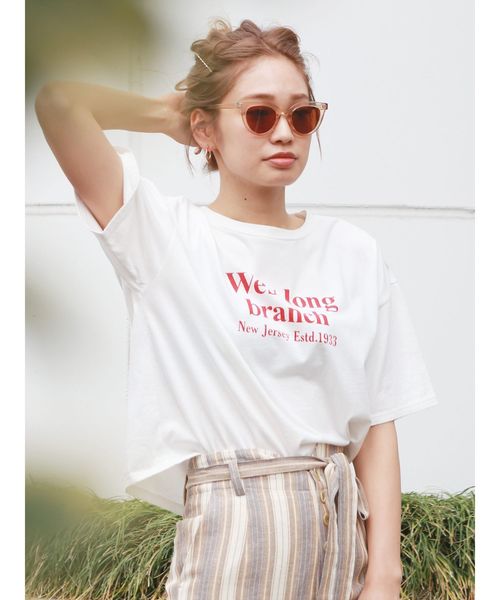 Ungrid（アングリッド）の「ロゴショートTee（Tシャツ/カットソー・レディース・オフホワイト/ブラック/イエロー・FREE）」の2枚目の写真