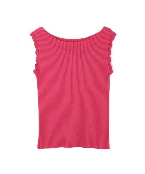 NATURAL BEAUTY BASIC（ナチュラルビューティーベーシック）の「[洗える]バックボタンスカラップスリーブニット（ニット/セーター・レディース・オフホワイト/ブラック/マジェンタ・MEDIUM）」の12枚目の写真