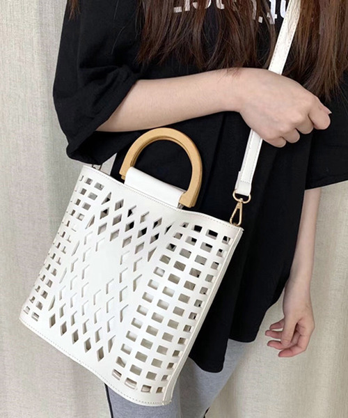 shopnikoniko（ショップニコニコ）の「メッシュバッグ（ショルダーバッグ・レディース・グリーン/ホワイト/ブラック/ベージュ・フリー）」の15枚目の写真