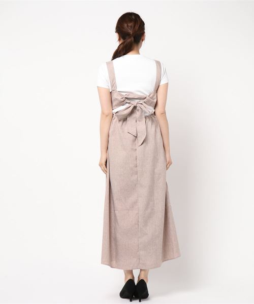 KOBE LETTUCE（コウベレタス）の「バックオープンノースリーブマキシ丈ワンピース（ワンピース・レディース・ベージュ/イエロー系その他/レッド系その他・FREE）」の4枚目の写真