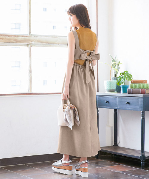 KOBE LETTUCE（コウベレタス）の「バックオープンノースリーブマキシ丈ワンピース（ワンピース・レディース・ベージュ/イエロー系その他/レッド系その他・FREE）」の8枚目の写真