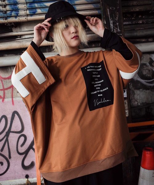 rovtski（ロフトスキー）の「【ビッグシルエット】INLAY JERZY 230G EMB SWEAT SS F/インレイジャージー 刺繍スウェット半袖（Tシャツ/カットソー・レディース・ホワイト/ブラック/ベージュ/ピンク・FREE）」の4枚目の写真