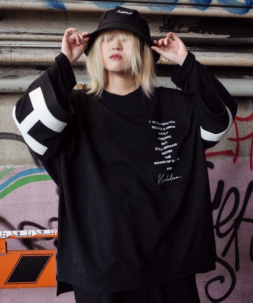 rovtski（ロフトスキー）の「【ビッグシルエット】INLAY JERZY 230G EMB SWEAT SS F/インレイジャージー 刺繍スウェット半袖（Tシャツ/カットソー・レディース・ホワイト/ブラック/ベージュ/ピンク・FREE）」の3枚目の写真
