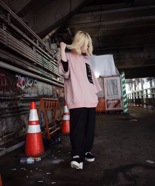 rovtski（ロフトスキー）の「【ビッグシルエット】INLAY JERZY 230G EMB SWEAT SS F/インレイジャージー 刺繍スウェット半袖（Tシャツ/カットソー・レディース・ホワイト/ブラック/ベージュ/ピンク・FREE）」の5枚目の写真