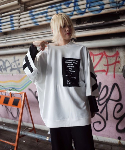 rovtski（ロフトスキー）の「【ビッグシルエット】INLAY JERZY 230G EMB SWEAT SS F/インレイジャージー 刺繍スウェット半袖（Tシャツ/カットソー・レディース・ホワイト/ブラック/ベージュ/ピンク・FREE）」の16枚目の写真