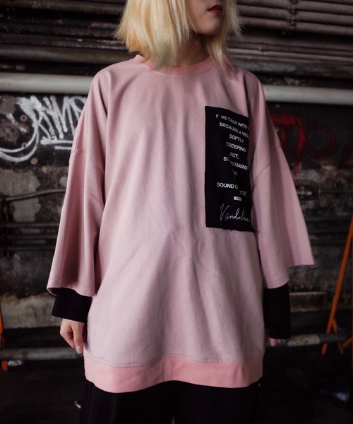 rovtski（ロフトスキー）の「【ビッグシルエット】INLAY JERZY 230G EMB SWEAT SS F/インレイジャージー 刺繍スウェット半袖（Tシャツ/カットソー・レディース・ホワイト/ブラック/ベージュ/ピンク・FREE）」の19枚目の写真