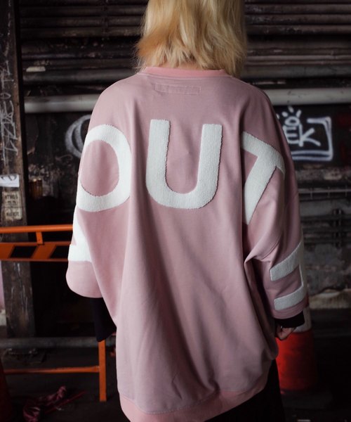 rovtski（ロフトスキー）の「【ビッグシルエット】INLAY JERZY 230G EMB SWEAT SS F/インレイジャージー 刺繍スウェット半袖（Tシャツ/カットソー・レディース・ホワイト/ブラック/ベージュ/ピンク・FREE）」の9枚目の写真