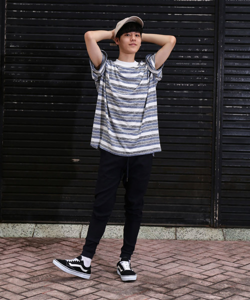 revertical（リバーティカル）の「ボーダー柄 ワイド ビッグシルエットTシャツ（Tシャツ/カットソー・メンズ・ネイビー/グレー・M/L）」の3枚目の写真