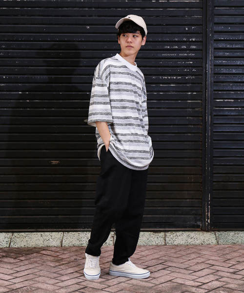 revertical（リバーティカル）の「ボーダー柄 ワイド ビッグシルエットTシャツ（Tシャツ/カットソー・メンズ・ネイビー/グレー・M/L）」の6枚目の写真