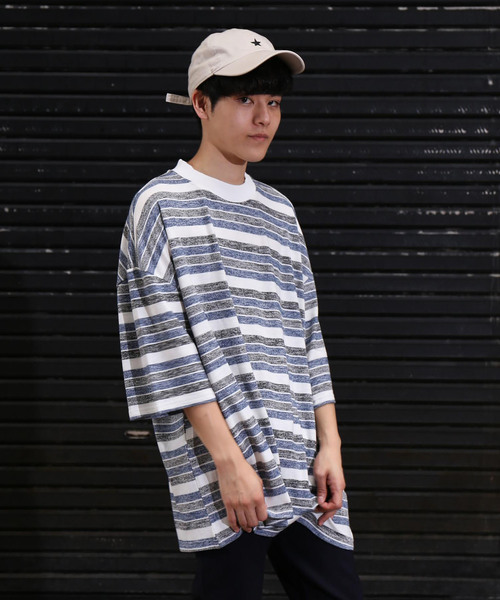 revertical（リバーティカル）の「ボーダー柄 ワイド ビッグシルエットTシャツ（Tシャツ/カットソー・メンズ・ネイビー/グレー・M/L）」の10枚目の写真