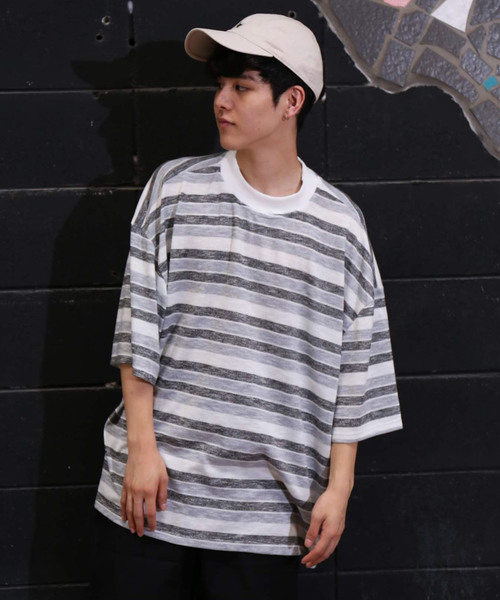 revertical（リバーティカル）の「ボーダー柄 ワイド ビッグシルエットTシャツ（Tシャツ/カットソー・メンズ・ネイビー/グレー・M/L）」の13枚目の写真