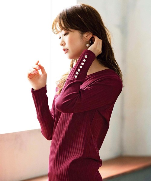 GeeRA（ジーラ）の「シェル風ボタン使いトップス（Tシャツ/カットソー・レディース・ブラック/ボルドー/杢グレー・X-LARGE/MEDIUM/LARGE）」の10枚目の写真
