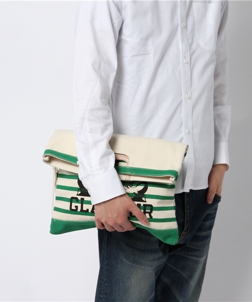 HYSTERIC GLAMOUR（ヒステリックグラマー）の「EAST SIDE COLLEGE pt ボーダークラッチバッグ（クラッチバッグ・メンズ・レッド系その他/グリーン系その他/ネイビー・FREE）」の5枚目の写真