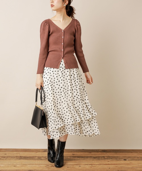 natural couture（ナチュラルクチュール）の「リーちゃんのアシメティアードスカート（スカート・レディース・オフホワイト/ブラック/ラベンダー/ボルドー・FREE）」の5枚目の写真