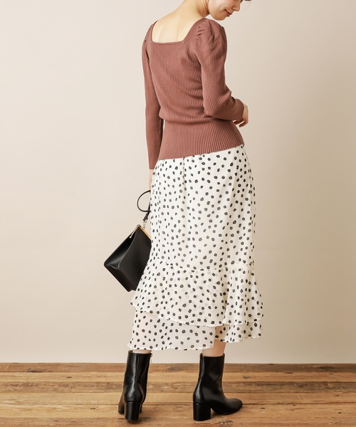natural couture（ナチュラルクチュール）の「リーちゃんのアシメティアードスカート（スカート・レディース・オフホワイト/ブラック/ラベンダー/ボルドー・FREE）」の6枚目の写真