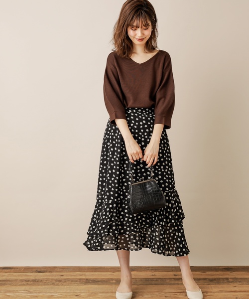 natural couture（ナチュラルクチュール）の「リーちゃんのアシメティアードスカート（スカート・レディース・オフホワイト/ブラック/ラベンダー/ボルドー・FREE）」の10枚目の写真