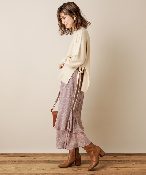natural couture（ナチュラルクチュール）の「リーちゃんのアシメティアードスカート（スカート・レディース・オフホワイト/ブラック/ラベンダー/ボルドー・FREE）」の15枚目の写真