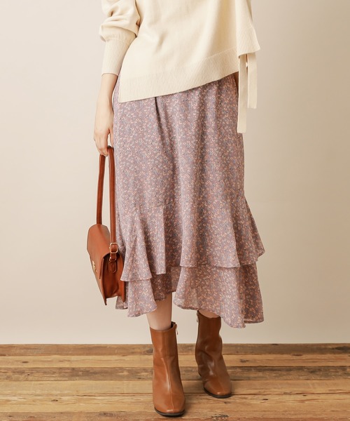 natural couture（ナチュラルクチュール）の「リーちゃんのアシメティアードスカート（スカート・レディース・オフホワイト/ブラック/ラベンダー/ボルドー・FREE）」の16枚目の写真